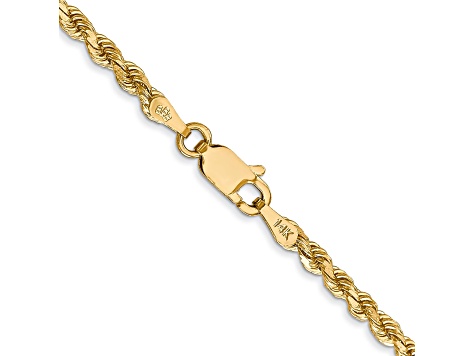 14k Yellow Gold 2.75mm Diamond Cut Rope with Lobster Clasp Chain 16 Inches