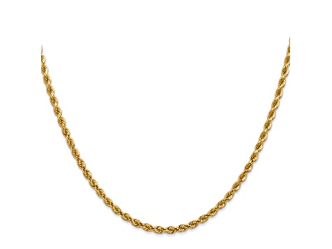 14k Yellow Gold 2.75mm Diamond Cut Rope with Lobster Clasp Chain 18 Inches