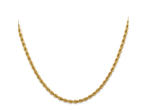 14k Yellow Gold 2.75mm Diamond Cut Rope with Lobster Clasp Chain 22 Inches