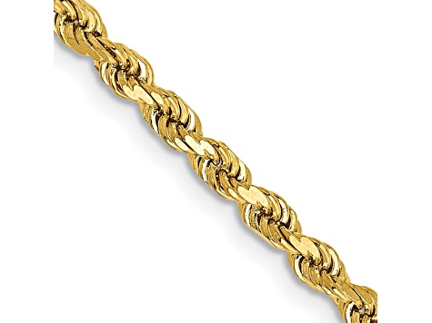 14k Yellow Gold 2.75mm Diamond Cut Rope with Lobster Clasp Chain 28 Inches