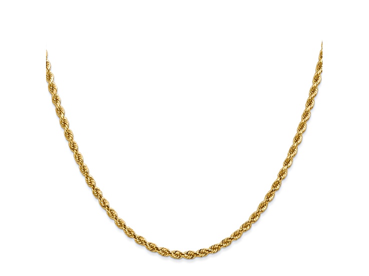 14k Yellow Gold 2.75mm Diamond Cut Rope with Lobster Clasp Chain 30 Inches