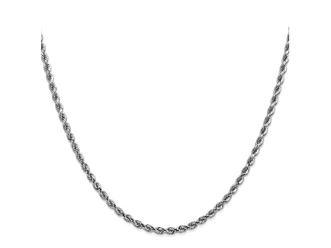 14k White Gold 2.75mm Diamond Cut Rope Chain 16 Inches