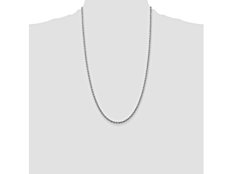 14k White Gold 2.75mm Diamond Cut Rope Chain 26 Inches