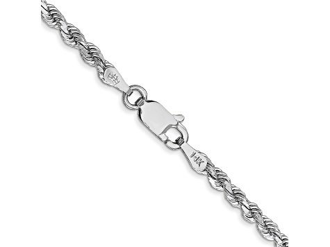 14k White Gold 2.75mm Diamond Cut Rope Chain 28 Inches