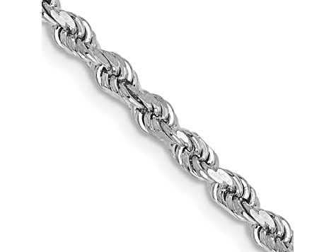 14k White Gold 2.75mm Diamond Cut Rope Chain 30 Inches