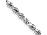 14k White Gold 2.75mm Diamond Cut Rope Chain 30 Inches