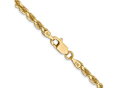 14k Yellow Gold 3.20mm Diamond Cut Rope Chain Necklace 16 Inches