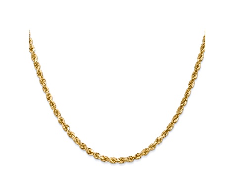 14k Yellow Gold 3.20mm Diamond Cut Rope Chain Necklace 20 Inches