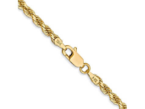 14k Yellow Gold 3.20mm Diamond Cut Rope Chain Necklace 20 Inches