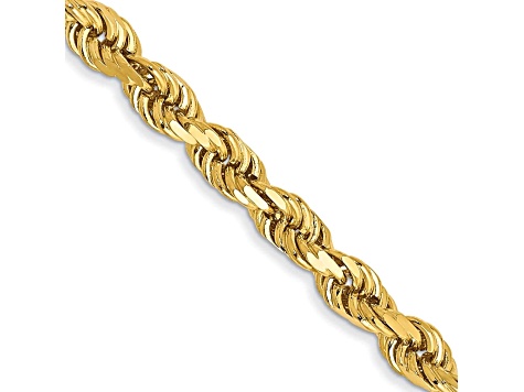 14k Yellow Gold 3.20mm Diamond Cut Rope Chain Necklace 24 Inches