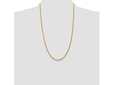 14k Yellow Gold 3.20mm Diamond Cut Rope Chain Necklace 26 Inches