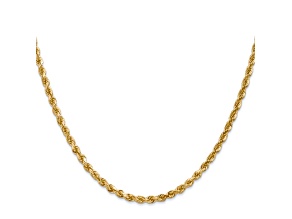 14k Yellow Gold 3.20mm Diamond Cut Rope Chain Necklace 28 Inches