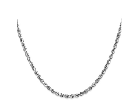 14k White Gold 3.0mm Diamond Cut Rope Chain 16 Inches