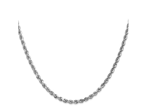 14k White Gold 3.0mm Diamond Cut Rope Chain 24 Inches