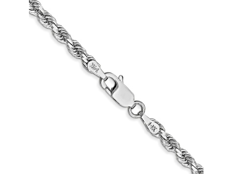 14k White Gold 3.0mm Diamond Cut Rope Chain 26 Inches