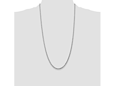 14k White Gold 3.0mm Diamond Cut Rope Chain 28 Inches