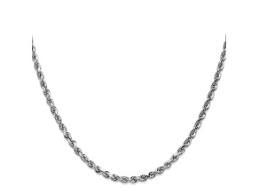 14k White Gold 3.0mm Diamond Cut Rope Chain 30 Inches