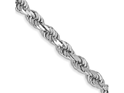 14k White Gold 3.0mm Diamond Cut Rope Chain 30 Inches