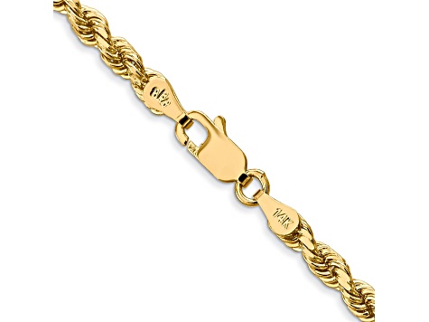 14k Yellow Gold 3.5mm Diamond Cut Rope with Lobster Clasp Chain 22 Inches