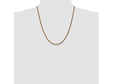 14k Yellow Gold 3.5mm Diamond Cut Rope with Lobster Clasp Chain 22 Inches