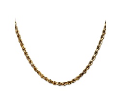 WJD Exclusives 14K Yellow Gold 5mm Hollow Rope Chain Necklace - 24" With Lobster Clasp, Made In Italy