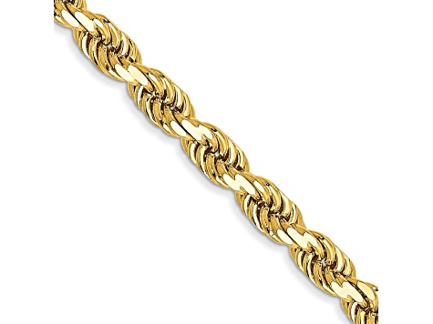 14k Yellow Gold 3.5mm Diamond Cut Rope with Lobster Clasp Chain 26 Inches