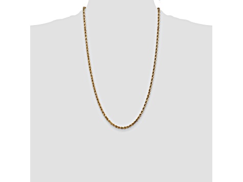 14k Yellow Gold 3.5mm Diamond Cut Rope with Lobster Clasp Chain 26 Inches