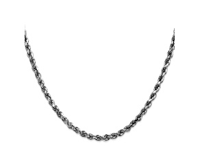 14k White Gold 3.5mm Diamond Cut Rope Chain 20 Inches