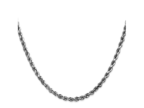 14k White Gold 3.5mm Diamond Cut Rope Chain 22 Inches
