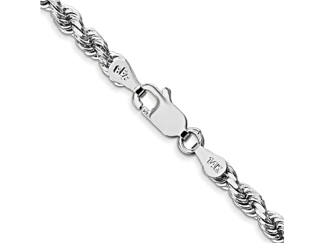 14k White Gold 3.5mm Diamond Cut Rope Chain 24 Inches