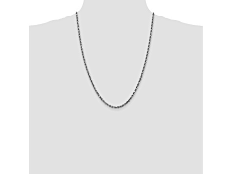 14k White Gold 3.5mm Diamond Cut Rope Chain 24 Inches