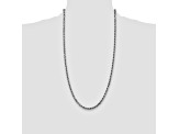 14k White Gold 3.5mm Diamond Cut Rope Chain 28 Inches