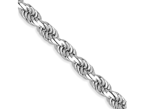 14k White Gold 3.5mm Diamond Cut Rope Chain 30 Inches