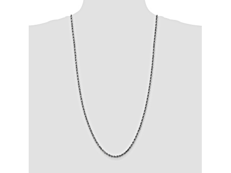 14k White Gold 3.5mm Diamond Cut Rope Chain 30 Inches