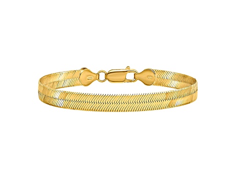14k Yellow Gold 6.5mm Silky Herringbone Chain - VG390 | JTV.com