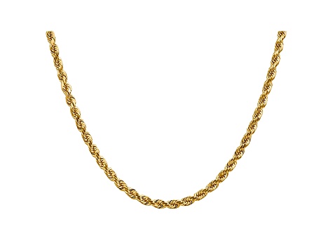 14k Yellow Gold 4mm Diamond Cut Rope with Lobster Clasp Chain 18 Inches