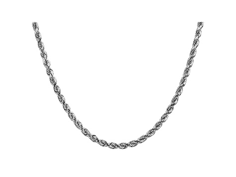 14k White Gold 4mm Diamond Cut Rope Chain 30 Inches