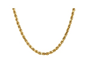 14k Yellow Gold 4.5mm Diamond Cut Rope Chain 18 Inches