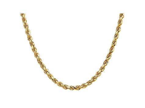 14k Yellow Gold 4.5mm Diamond Cut Rope Chain 22 Inches