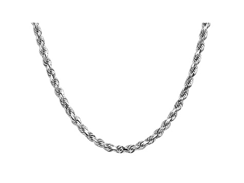 14k White Gold 4.5mm Diamond Cut Rope Chain 18 Inches