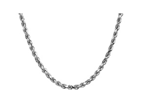 14k White Gold 4.5mm Diamond Cut Rope Chain 18 Inches