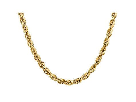 14k Yellow Gold 5.5mm Diamond Cut Rope Chain 20 Inches