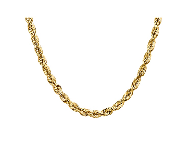 ぺじゅん 14k Yellow Gold 5.5mm Diamond Cut Rope Chain 26 Inches - VG396F | JTV