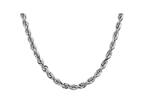 14k White Gold 5.5mm Diamond Cut Rope Chain 22 Inches