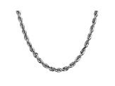 14k White Gold 5.5mm Diamond Cut Rope Chain 24 Inches