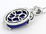 Pre-Owned Blue Lapis Sterling Silver Enhancer With Chain