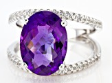 Pre-Owned Purple Amethyst Rhodium Over Silver Ring 5.28ctw
