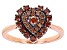 Pre-Owned Red Diamond 14K Rose Gold Over Sterling Silver Heart Cluster Ring 0.65ctw