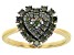 Pre-Owned Green Diamond 14K Yellow Gold Over Sterling Silver Heart Cluster Ring 0.65ctw