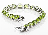 Pre-Owned Green peridot rhodium over silver bracelet 20.53ctw